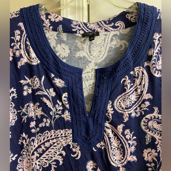 Talbots paisley print tunic top slit neck 3/4 sleeves 1X - Picture 5 of 9